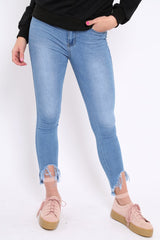 Light Blue Denim Dip Hem Jeans - Carolina-Jeans