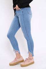 Light Blue Denim Dip Hem Jeans - Carolina-Jeans