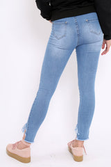 Light Blue Denim Dip Hem Jeans - Carolina-Jeans