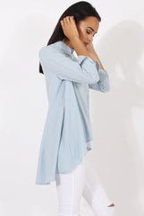 Light Blue Dipped Hem Shirt - Paloma-Shirts