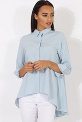 Light Blue Dipped Hem Shirt - Paloma-Shirts