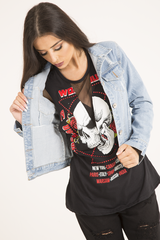 Light Blue Distressed Cropped Denim Jacket - Charlie-Jackets