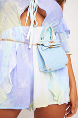 Light Blue Faux Croc Mini Handbag - Ramie-Bags