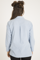 Light Blue Floral Embroidered Shirt - Kara-Shirts