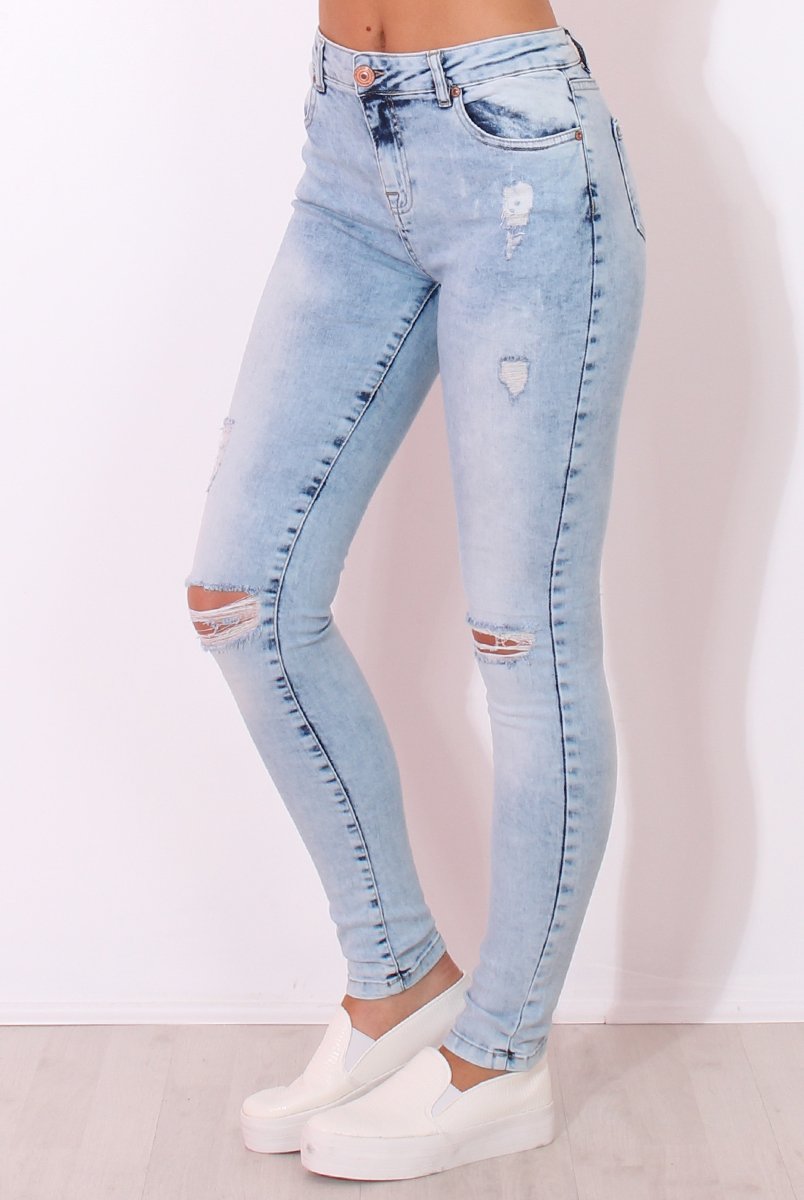 Light Blue High Waisted Super Skinny Jeans -Olivia-Jeans