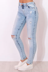Light Blue High Waisted Super Skinny Jeans -Olivia-Jeans