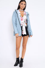 Light Blue Hooded Rain Jacket - Fox-Jackets