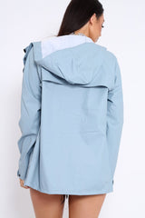 Light Blue Hooded Rain Jacket - Fox-Jackets