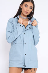 Light Blue Hooded Rain Jacket - Fox-Jackets