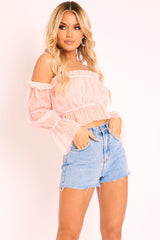 Light Blue Wash Denim Raw Edge Shorts - Fredda-Shorts