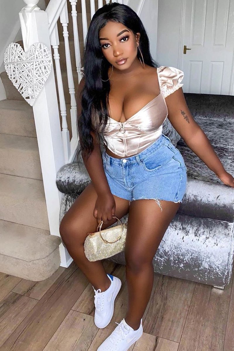 Light Blue Wash Denim Raw Edge Shorts - Fredda-Shorts