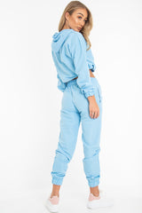 Light Blue Woven Drawstring Hoodie Jogger Co-Ord - Elvira-Tracksuits
