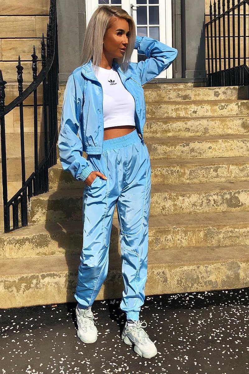 Light Blue Zip Front Hoodie Cuff Jogger Co-Ord - Kason-Tracksuits