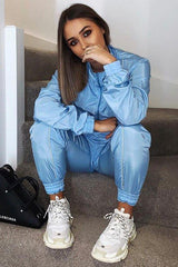 Light Blue Zip Front Hoodie Cuff Jogger Co-Ord - Kason-Tracksuits