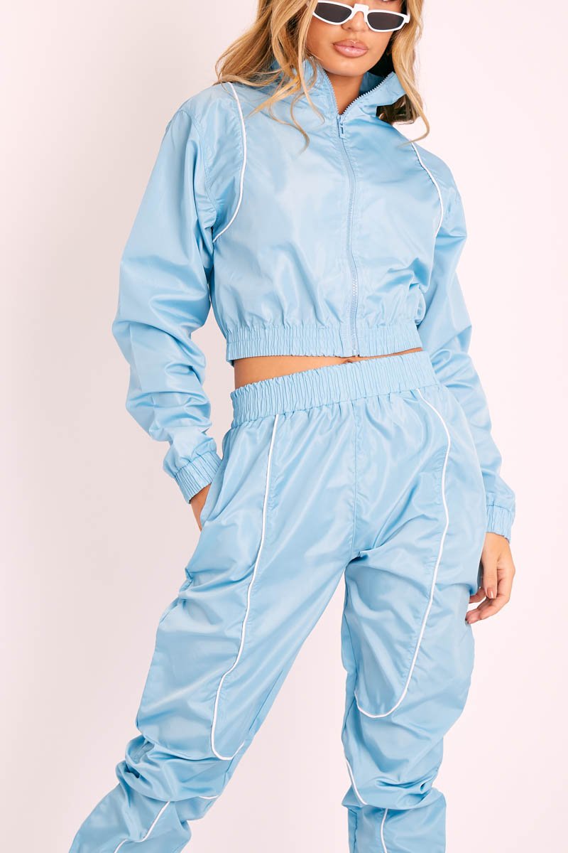 Light Blue Zip Front Hoodie Cuff Jogger Co-Ord - Kason-Tracksuits