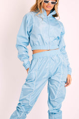 Light Blue Zip Front Hoodie Cuff Jogger Co-Ord - Kason-Tracksuits