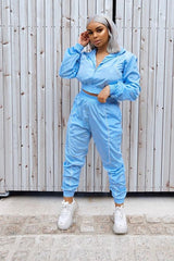 Light Blue Zip Front Hoodie Cuff Jogger Co-Ord - Kason-Tracksuits