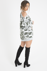 Light Camo Cold Shoulder Jumper Dress - Acacia-Jumper