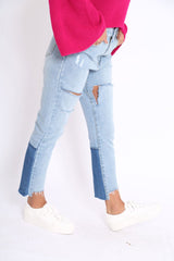 Light Contrast Denim Jeans - Margie-Jeans