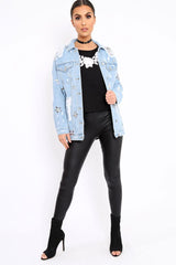 Light Denim Distressed Jacket - Florrie-Denim Jackets