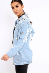 Light Denim Distressed Jacket - Florrie-Denim Jackets