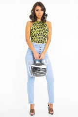 Light Denim High Waist Frilled Hem Paperbag Jeans - Cataleyah-Jeans