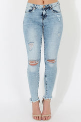 Light Denim Ripped Jeans - Morgan-Jeans