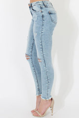 Light Denim Ripped Jeans - Morgan-Jeans