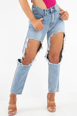 Light Extreme Rip Boyfriend Jeans - Mazy-Jeans