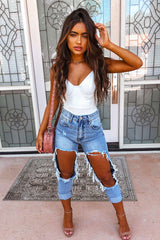 Light Extreme Rip Boyfriend Jeans - Mazy-Jeans