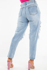 Light Extreme Rip Boyfriend Jeans - Mazy-Jeans