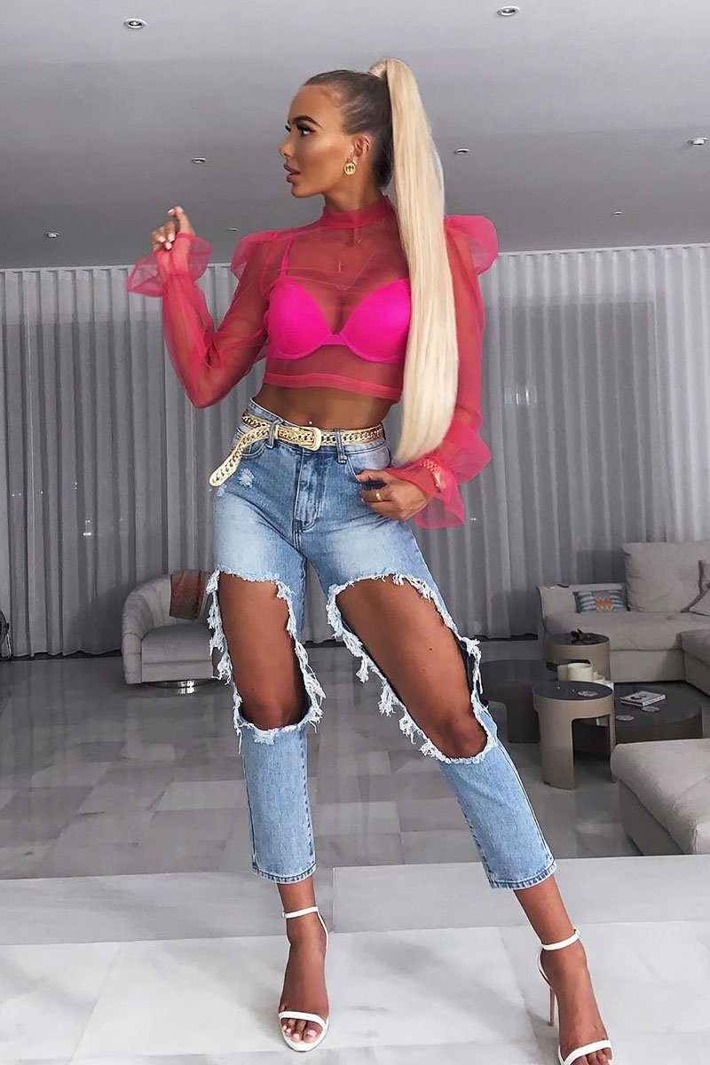 Light Extreme Rip Boyfriend Jeans - Mazy-Jeans