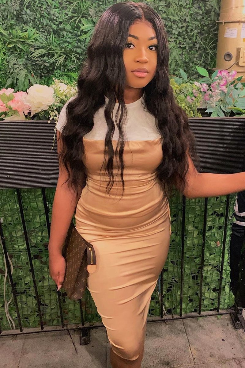 Light Gold Satin Cowl Neck Midi Dress - Liliana Rebellious Fashion Light Gold Satin Cowl Neck Midi Dress - Liliana Rebellious Fashion