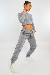 Light Grey Corset Crop Top Joggers Co-ord - Daisy-Co-ords