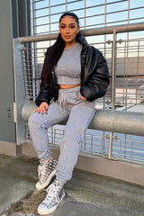 Light Grey Corset Crop Top Joggers Co-ord - Daisy-Co-ords
