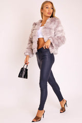 Light Grey Faux Fur Jacket - Estelle-Faux Fur