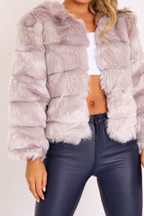 Light Grey Faux Fur Jacket - Estelle-Faux Fur