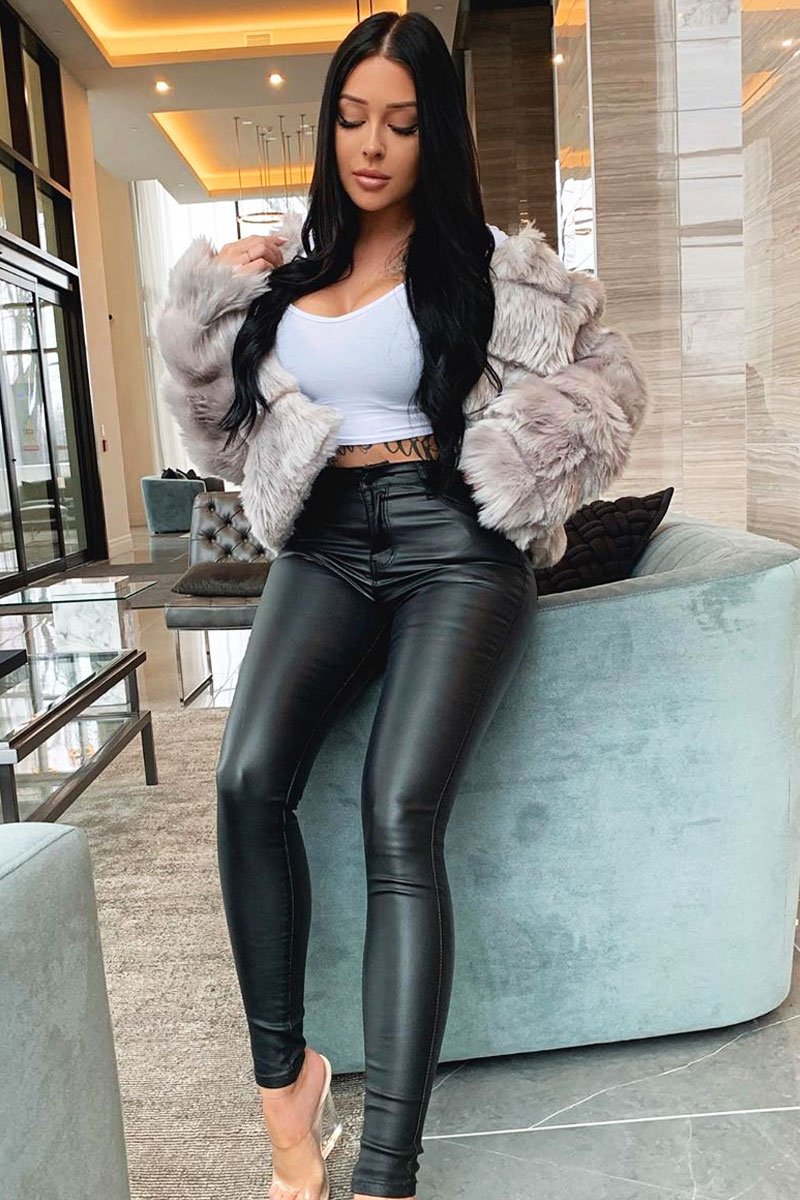 Light Grey Faux Fur Jacket - Estelle-Faux Fur