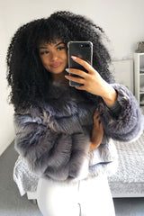 Light Grey Faux Fur Jacket - Estelle-Faux Fur