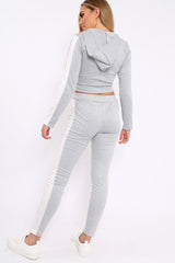 Light Grey Hoodie and Joggers Side Stripe Loungewear Set - Dora-Co-ords