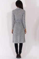 Light Grey Long Line Tied Waist Cardigan - Portia-Dresses