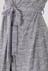 Light Grey Long Line Tied Waist Cardigan - Portia-Dresses