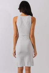 Light Grey Tie Knot Front Slinky Dress - Robin-Dresses