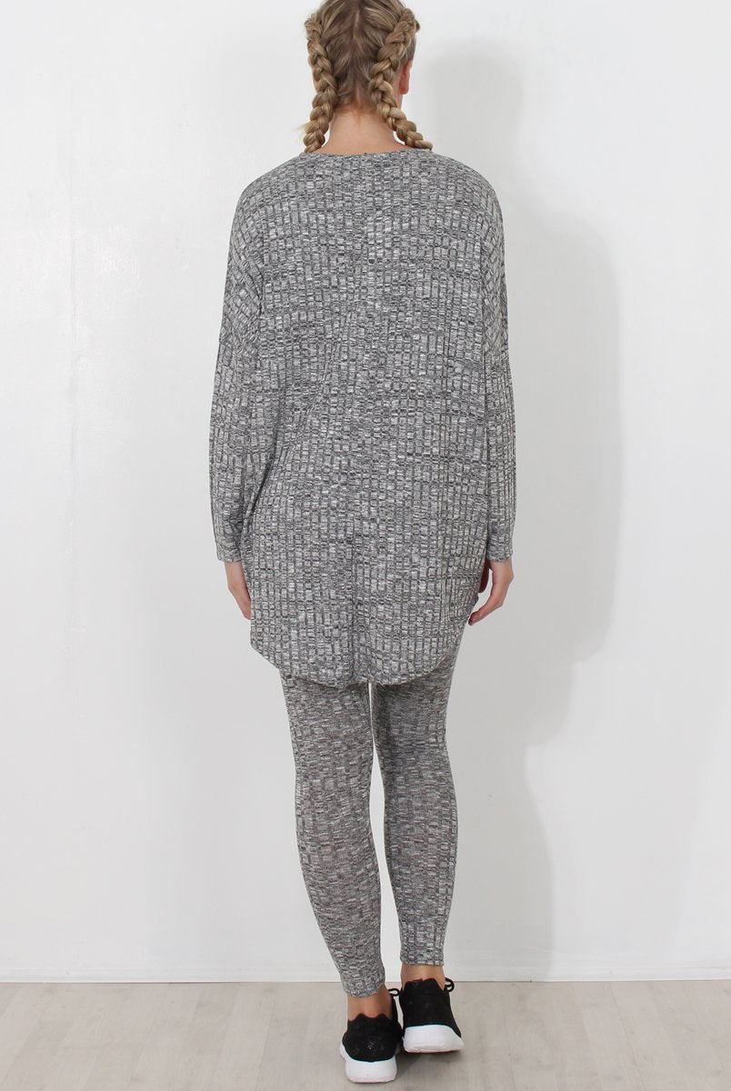 Light Grey V Neck Loungewear Set - Charlene-Loungewear