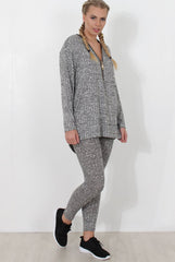 Light Grey V Neck Loungewear Set - Charlene-Loungewear