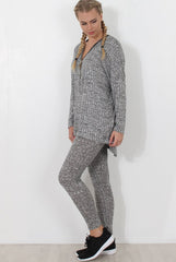 Light Grey V Neck Loungewear Set - Charlene-Loungewear