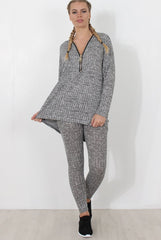 Light Grey V Neck Loungewear Set - Charlene-Loungewear