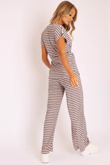 Light Pink Black Stripe Wide Leg Belted Top Co-ord - Dolly-Co-ords