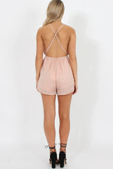 Light Pink Crochet Playsuit - Dionne-Playsuits