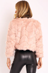 Light Pink Cropped Faux Fur Jacket - Gwen-Faux Fur
